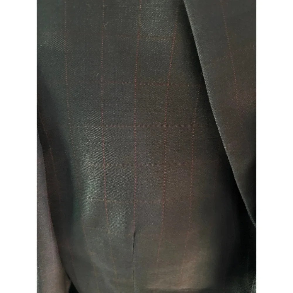NWT Suit & Blazers Men's Navy Red Check 2pc Suit Pants Size 35 Blazer size 38